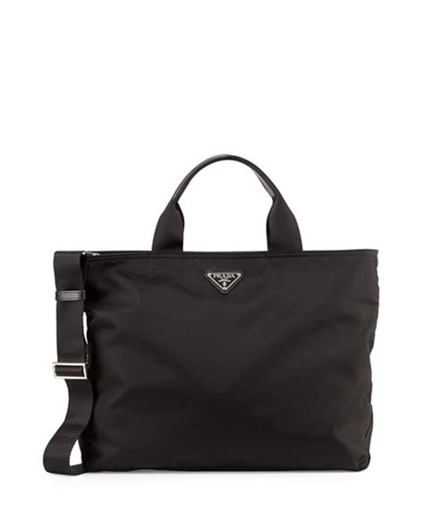 prada medium double-handle nylon tote bag black nero|prada nylon tote bag sale.